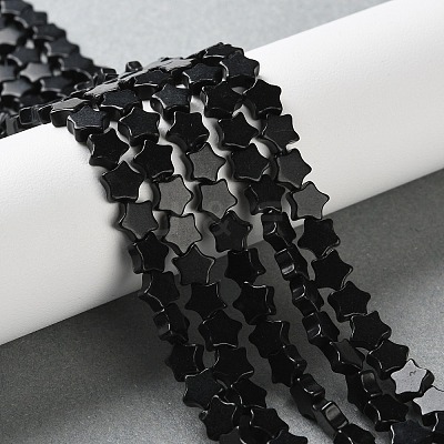 Natural Black Stone Beads Strands G-G085-B52-02-1