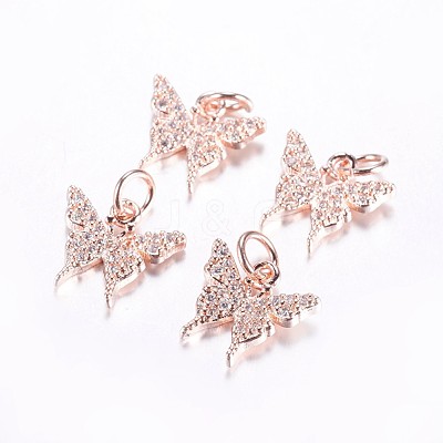 Long-Lasting Plated Brass Micro Pave Cubic Zirconia Charms ZIRC-F069-32RG-1