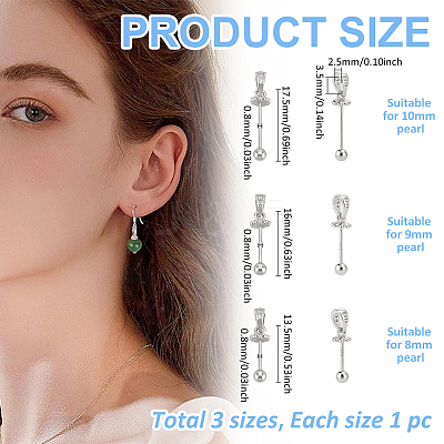 3Pcs 3 Style 925 Sterling Silver Rhinestone Pendant Bails FIND-ME0001-73-1