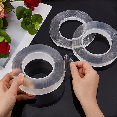3 Rolls 3 Styles 5M Transparent Acrylic Double Sided Adhesive Tape AJEW-FH0009-05-1