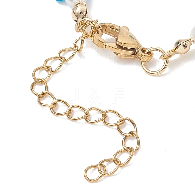 Natural White Shell Star & Glass Seed Beaded Bracelets for Women BJEW-JB13282-1