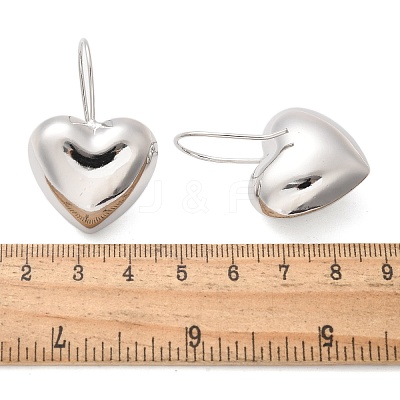 Heart Brass Dangle Earrings EJEW-B132-03P-1