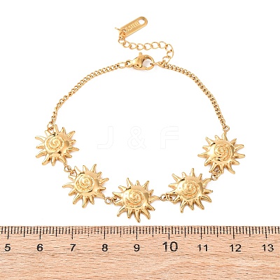 Textured  304 Stainless Steel Sun Link Bracelets BJEW-K293-06A-G-1