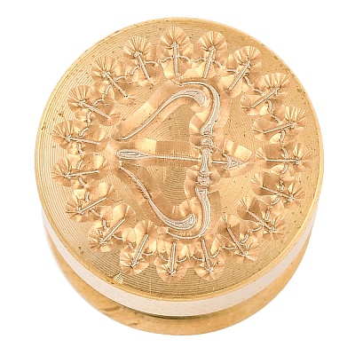 Golden Tone Round Wax Seal Brass Stamp Heads AJEW-S087-02G-06-1