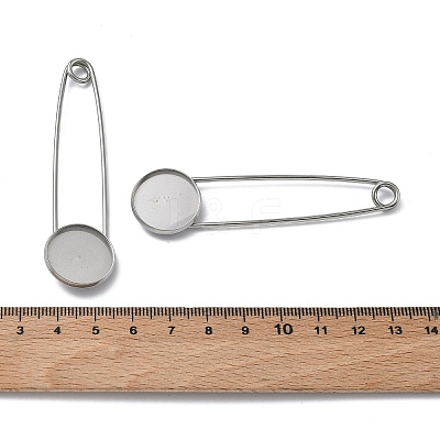 304 Stainless Steel Safety Pin Brooch Base Settings STAS-A142-02A-P-1
