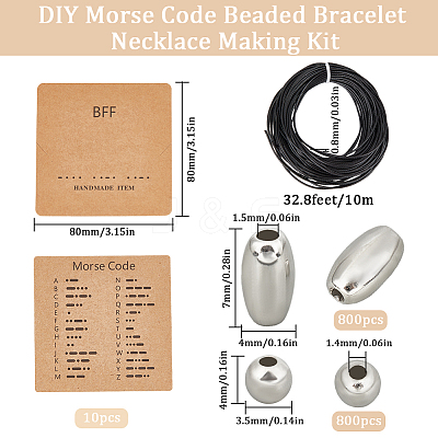 DIY Morse Code Beaded Bracelet Necklace Making Kit DIY-SC0024-46D-1