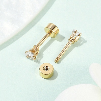 Heart Glass Ear Fake Plugs EJEW-H105-25G-A-1
