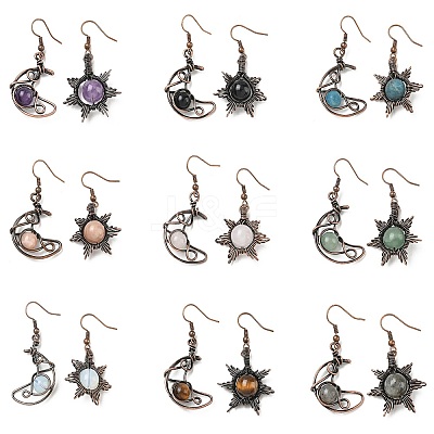 Natural & Synthetic Gemstone Dangle Earrings G-H359-07R-1