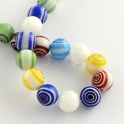 Handmade Millefiori Glass Round Beads Strands LK-R004-94-1