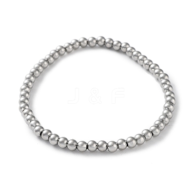 Non-Tarnish 316 Surgical Stainless Steel Round Beaded Stretch Bracelets LS-BJEW-M305-01B-P-1