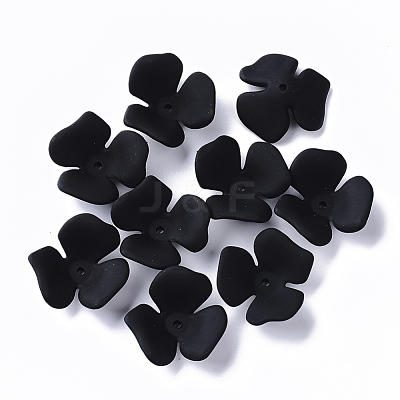 3-Petal Spray Painted Acrylic Bead Caps X-MACR-N007-01H-1