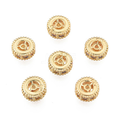 Brass Pave Clear Cubic Zirconia Beads KK-N259-33-1