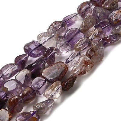 Natural Purple Phantom Quartz Purple Lodolite Quartz Beads Strands G-I390-A01-1