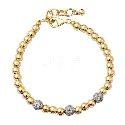 Round Brass Beads Bracelets for Women BJEW-K244-09G-1