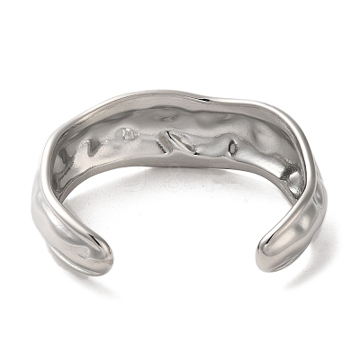 Non-Tarnish 304 Stainless Steel Textured Cuff Bangles BJEW-Q773-07P-1