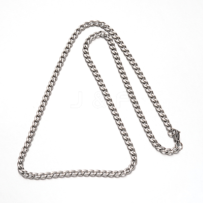 Non-Tarnish 304 Stainless Steel Curb Chain Necklace LS-NJEW-I065-35-1