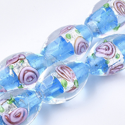 Handmade Silver Foil Glass Lampwork Beads X-LAMP-Q030-02I-1