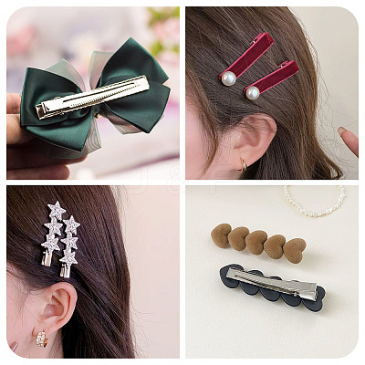 70Pcs 7 Styles Iron Flat Alligator Hair Clip Findings IFIN-TA0001-69-1