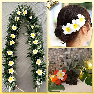 30Pcs 3 Styles Foam Artificial Frangipani Flower Aligator Hair Clips PHAR-SP0001-23B-1