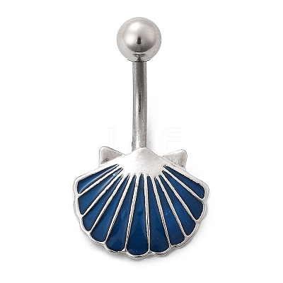 Alloy Enamel Shell Shaped Curved Barbell Belly Rings LS-AJEW-R007-02P-1