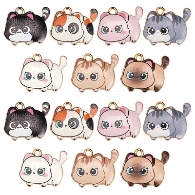 28Pcs 7 Colors Printed Alloy Pendants FIND-BM0001-01-1