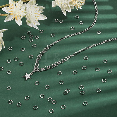 400Pcs 304 Stainless Steel Split Rings FIND-UN0016-08-1
