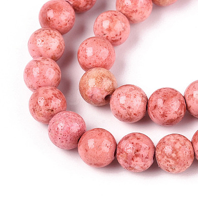 Dyed Synthetic Fossil Beads Strands G-T139-6mm-66D-1
