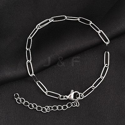Tarnish Resistant 304 Stainless Steel Paperclip Chain Bracelet for Men Women BJEW-E031-03P-05-1