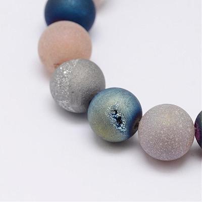 Electroplate Natural Agate Bead Strands G-J349-B-8mm-1