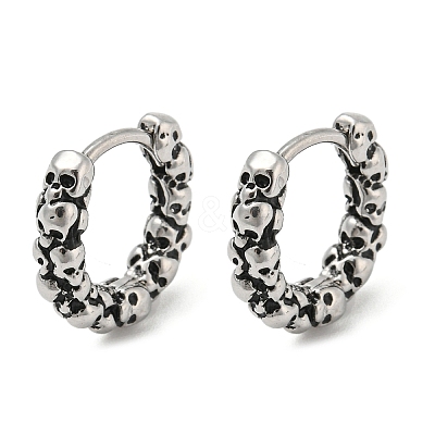 Antique Silver 316 Stainless Steel Hoop Earrings EJEW-Z034-01C-1