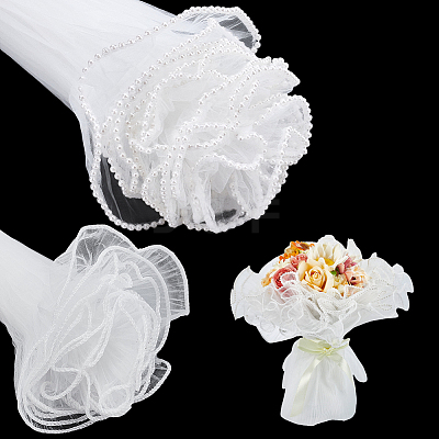 16 Yards 2 Colors Organza Flower Bouquet Wrapping Mesh Paper DIY-UN0007-72-1