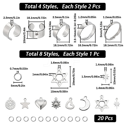 DIY Charm Finger Ring Making Kit DIY-SC0023-61-1