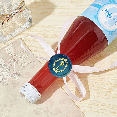 Brass Wax Seal Stamps with Wood Handle AJEW-WH0412-0189-1