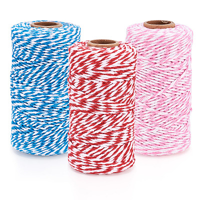 3 Rolls 3 Colors Two Tone Cotton String Threads OCOR-TA0002-24-1