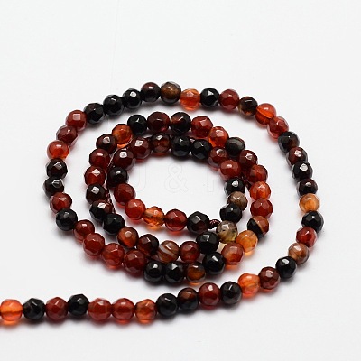 Faceted Natural Agate Round Beads Strands G-E318C-4mm-09-1
