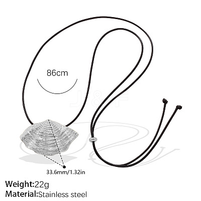 304 Stainless Steel Pendant Adjustable Black PU Leather Slider Necklaces WG7EC61-02-1