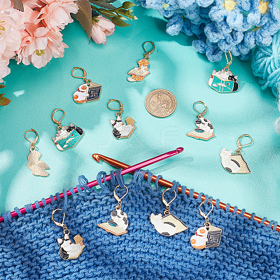 Alloy Enamel Pendant Locking Stitch Marker HJEW-NB00108-1