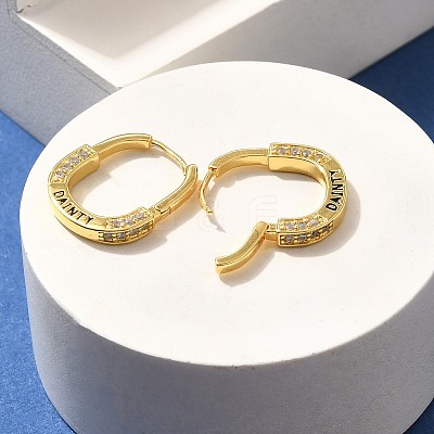 Brass Cubic Zirconia Hoop Earrings EJEW-M048-07G-1