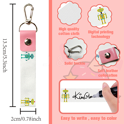 PU Leather & Cotton Name Marker Keychain AJEW-WH0514-018-1