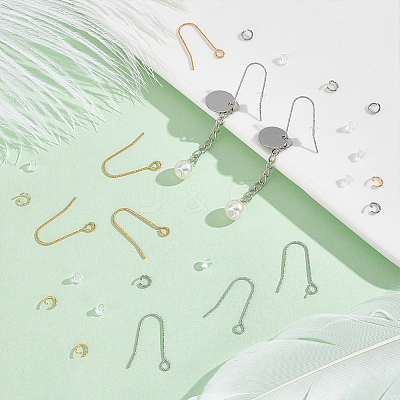 60Pcs 2 Color 316 Stainless Steel Earring Hooks STAS-UN0051-26-1