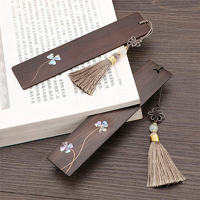 Wood Bookmark Strips AJEW-FH0003-29-1