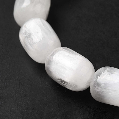 Natural Selenite Column Beaded Stretch Bracelet for Women LS-BJEW-I312-01-1