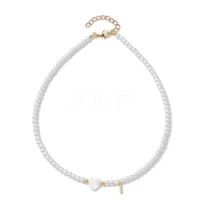 Brass Micro Pave Grade AAA Cubic Zirconia Letter Pendant Necklaces NJEW-JN04771-09-1