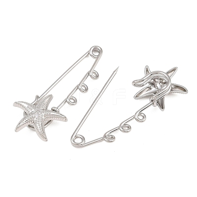 Starfish 304 Stainless Steel Safety Pins Brooch Findings SA-CBA098D-16C-P03-1