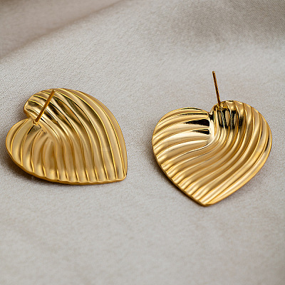 304 Stainless Steel Heart Stud Earrings for Women OP2975-1-1