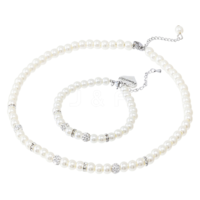 2Pcs 2 Style Glass Pearl Beaded Bracelets & Kid Bracelets SJEW-FH00001-1
