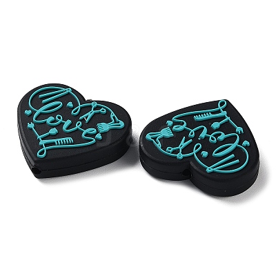 Food Grade Heart with Word Love Silicone Focal Beads LS-SIL-NH0001-01C-1