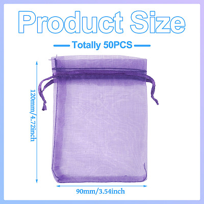 50Pcs Organza Bags Jewellery Storage Pouches Wedding Favour Party Mesh Drawstring Gift OP-TA0001-16A-1