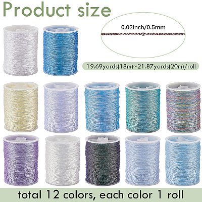 12 Rolls 12 Colors Metallic Sewing Thread OCOR-CY0002-02C-1