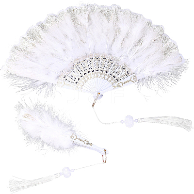 Plastic & Feather Fan Staves Design AJEW-WH20064-47B-1